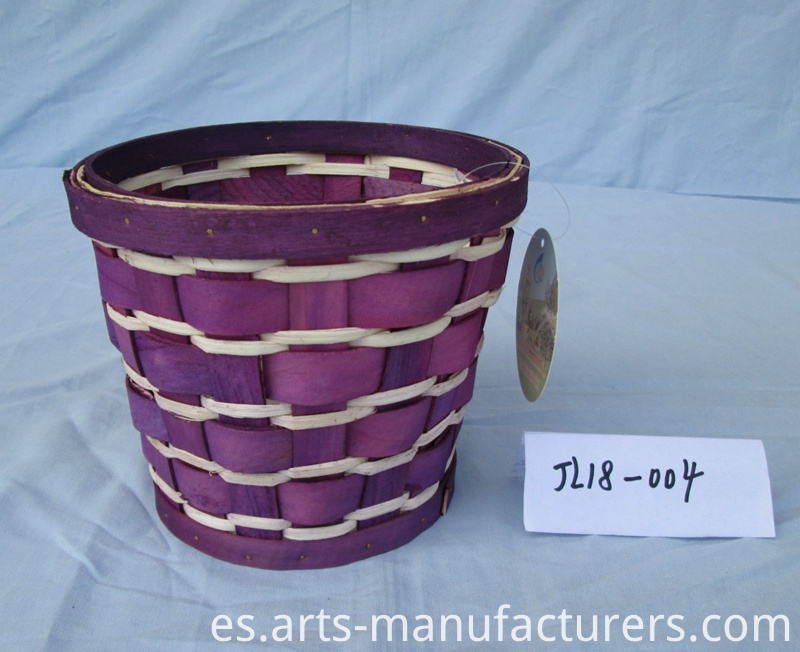 canasta redonda de astillas de madera round wood chip basket